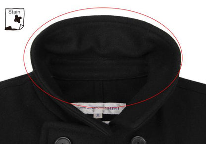 COMME des GARCONS SHIRT Wool Blend Hem Peacoat Black Coat Size M