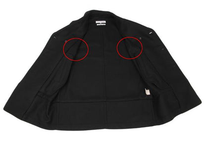 COMME des GARCONS SHIRT Wool Blend Hem Peacoat Black Coat Size M