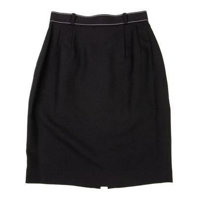 JUNIOR GAULTIER Wool Stitch Design Midi Skirt Black Size 40