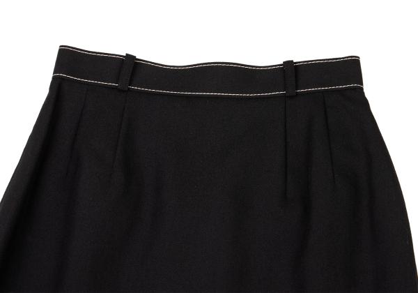 JUNIOR GAULTIER Wool Stitch Design Midi Skirt Black Size 40
