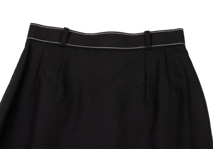 JUNIOR GAULTIER Wool Stitch Design Midi Skirt Black Size 40