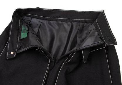 JUNIOR GAULTIER Wool Stitch Design Midi Skirt Black Size 40