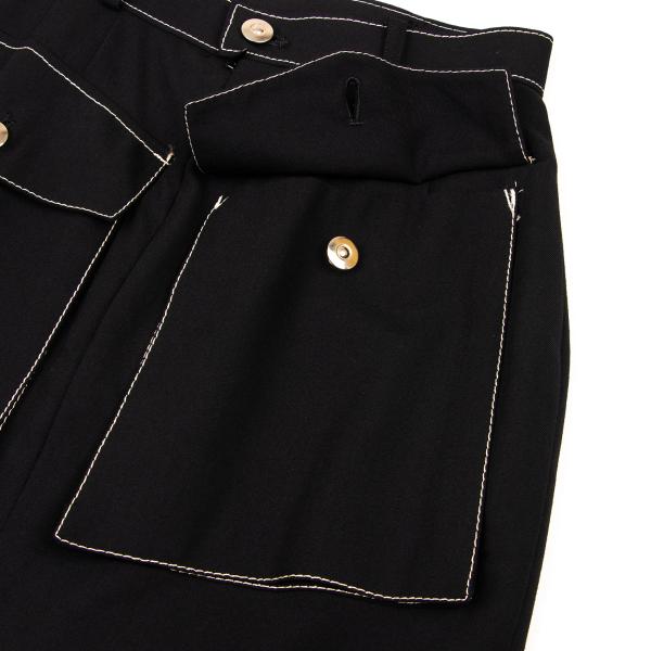 JUNIOR GAULTIER Wool Stitch Design Midi Skirt Black Size 40