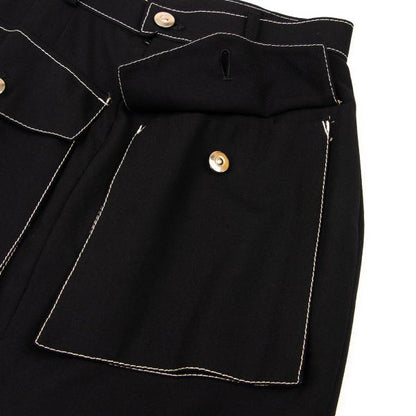 JUNIOR GAULTIER Wool Stitch Design Midi Skirt Black Size 40