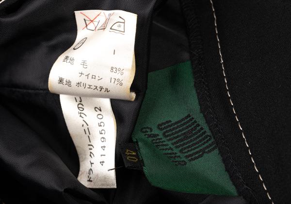JUNIOR GAULTIER Wool Stitch Design Midi Skirt Black Size 40