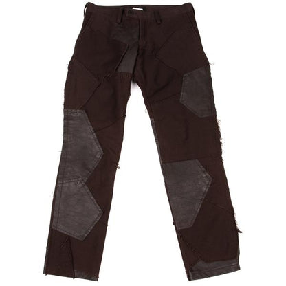 Y's Raw Edge Leather Patchwork Pants Brown Size 1