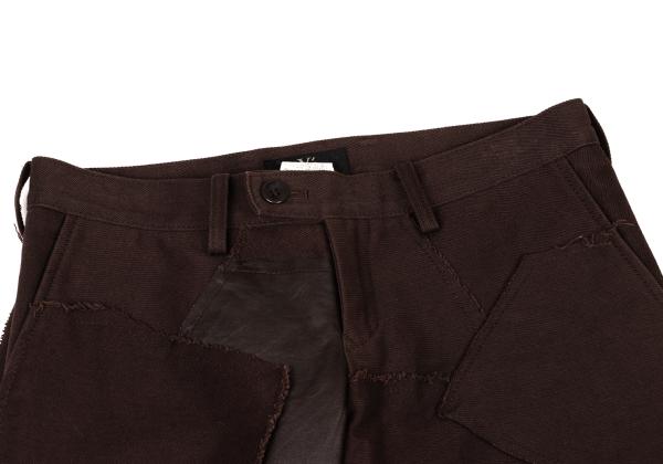 Y's Raw Edge Leather Patchwork Pants Brown Size 1