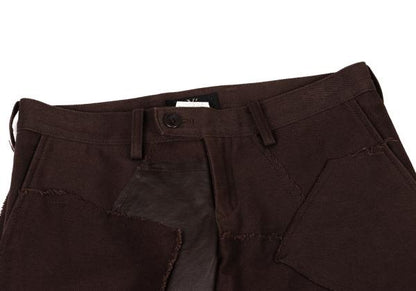 Y's Raw Edge Leather Patchwork Pants Brown Size 1