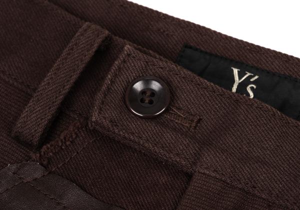 Y's Raw Edge Leather Patchwork Pants Brown Size 1