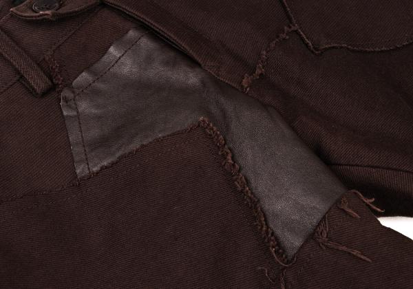 Y's Raw Edge Leather Patchwork Pants Brown Size 1