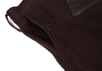 Y's Raw Edge Leather Patchwork Pants Brown Size 1