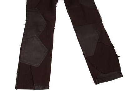 Y's Raw Edge Leather Patchwork Pants Brown Size 1