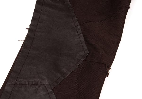 Y's Raw Edge Leather Patchwork Pants Brown Size 1