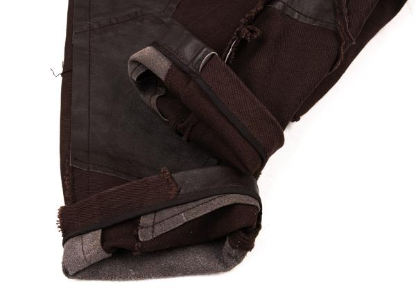 Y's Raw Edge Leather Patchwork Pants Brown Size 1