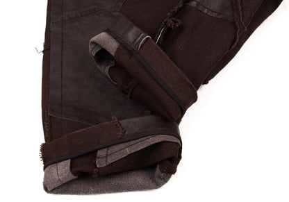 Y's Raw Edge Leather Patchwork Pants Brown Size 1