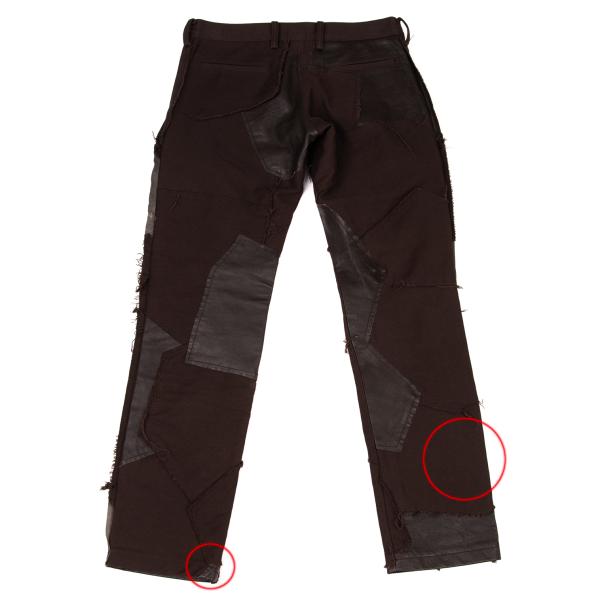 Y's Raw Edge Leather Patchwork Pants Brown Size 1