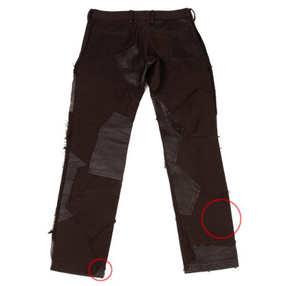 Y's Raw Edge Leather Patchwork Pants Brown Size 1