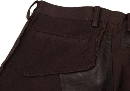 Y's Raw Edge Leather Patchwork Pants Brown Size 1