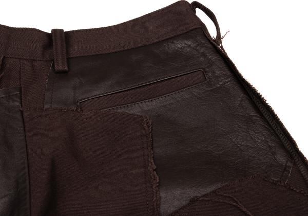 Y's Raw Edge Leather Patchwork Pants Brown Size 1