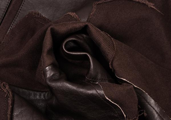 Y's Raw Edge Leather Patchwork Pants Brown Size 1