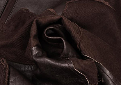 Y's Raw Edge Leather Patchwork Pants Brown Size 1