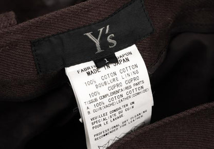 Y's Raw Edge Leather Patchwork Pants Brown Size 1