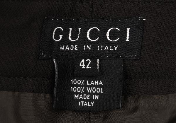GUCCI Wool Two-Pleat Pants Dark Brown Size 42