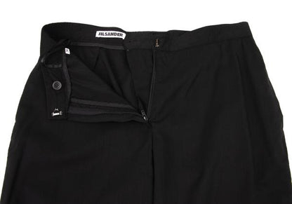 JIL SANDER Wool Blend Straight Pants Black Size 36