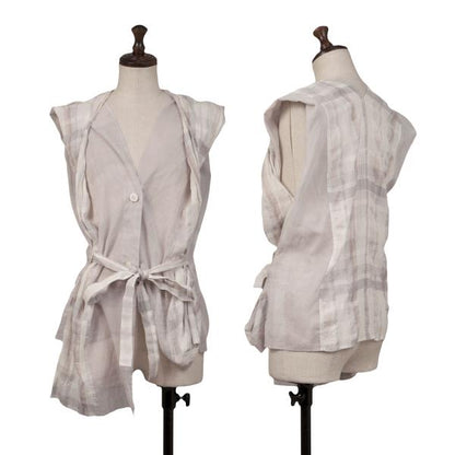 ISSEY MIYAKE Check Panel French Sleeve Blouse Gray Size M