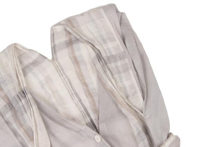 ISSEY MIYAKE Check Panel French Sleeve Blouse Gray Size M