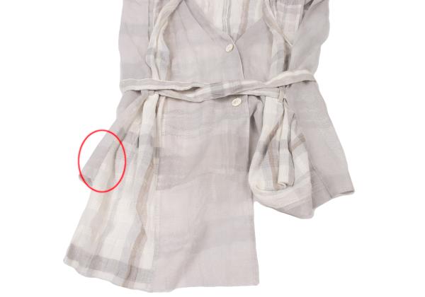 ISSEY MIYAKE Check Panel French Sleeve Blouse Gray Size M