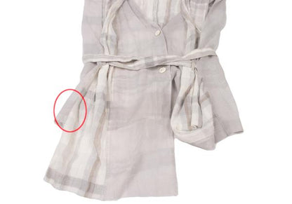 ISSEY MIYAKE Check Panel French Sleeve Blouse Gray Size M