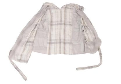 ISSEY MIYAKE Check Panel French Sleeve Blouse Gray Size M