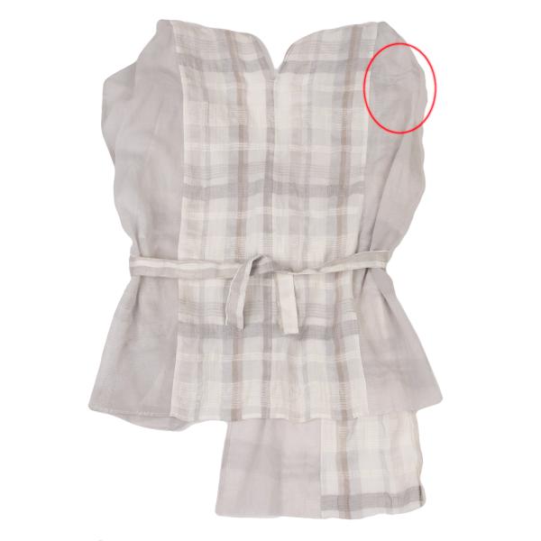 ISSEY MIYAKE Check Panel French Sleeve Blouse Gray Size M