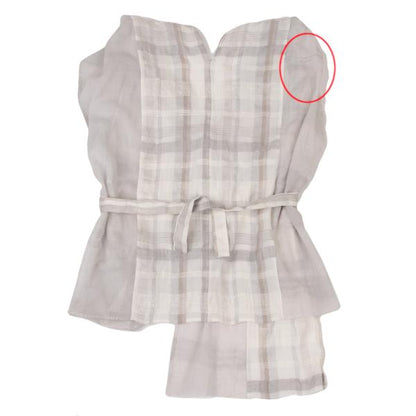 ISSEY MIYAKE Check Panel French Sleeve Blouse Gray Size M