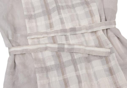 ISSEY MIYAKE Check Panel French Sleeve Blouse Gray Size M