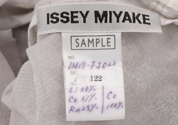 ISSEY MIYAKE Check Panel French Sleeve Blouse Gray Size M