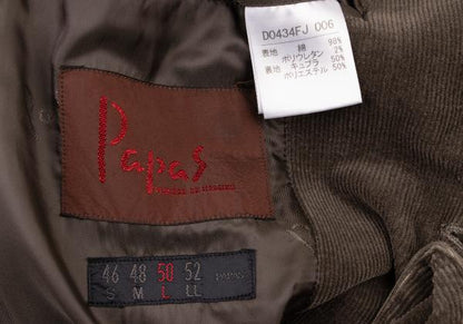 Papas Corduroy 3-Button Jacket Dark Brown Size L