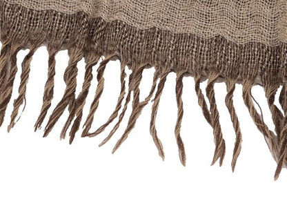Papas Fine Merino Wool Bi-Color Fringe Scarf Brown