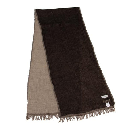 Papas Fine Merino Wool Bi-Color Fringe Scarf Brown