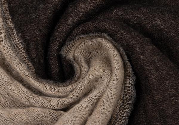 Papas Fine Merino Wool Bi-Color Fringe Scarf Brown