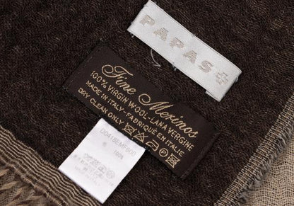 Papas Fine Merino Wool Bi-Color Fringe Scarf Brown