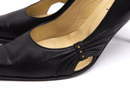 Jean Paul GAULTIER Leather Side Gather Pumps Black Size 24CM