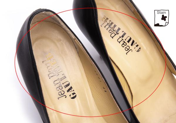Jean Paul GAULTIER Leather Side Gather Pumps Black Size 24CM