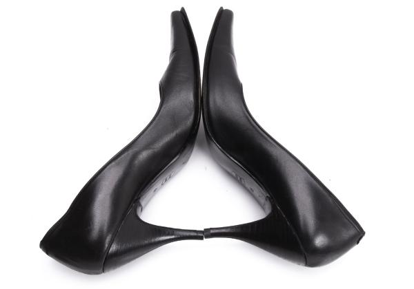 Jean Paul GAULTIER Leather Side Gather Pumps Black Size 24CM