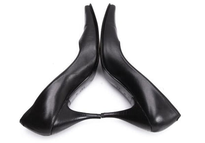 Jean Paul GAULTIER Leather Side Gather Pumps Black Size 24CM