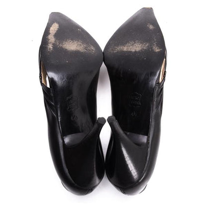 Jean Paul GAULTIER Leather Side Gather Pumps Black Size 24CM