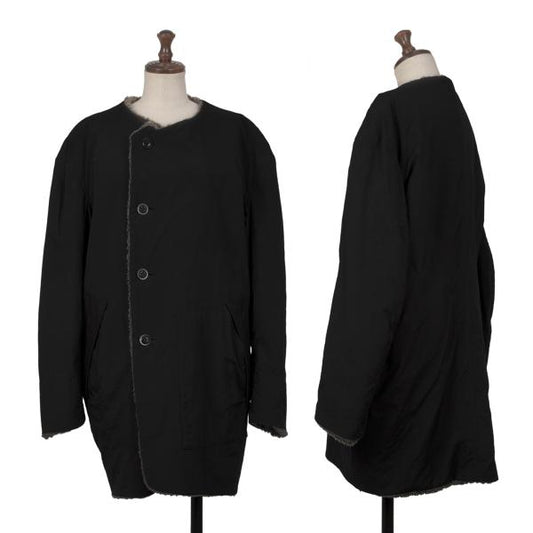 Y's Black Boa Lined Collarless Jacket Size 1