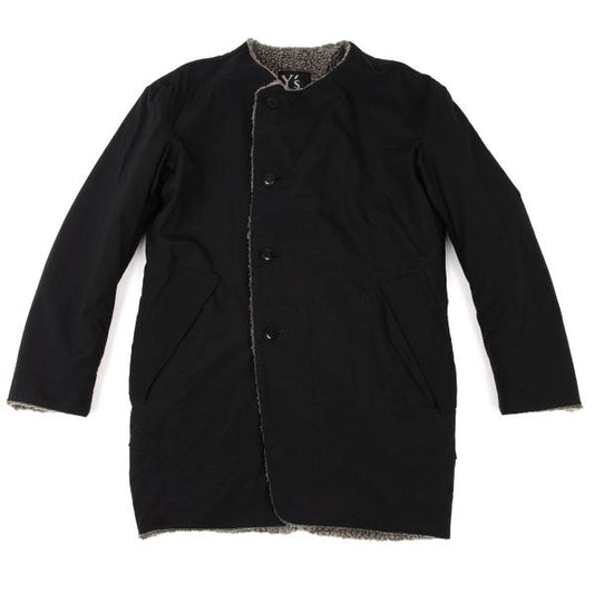 Y's Black Boa Lined Collarless Jacket Size 1