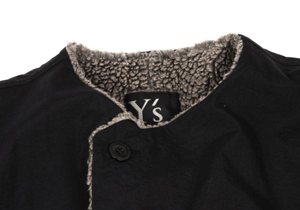 Y's Black Boa Lined Collarless Jacket Size 1